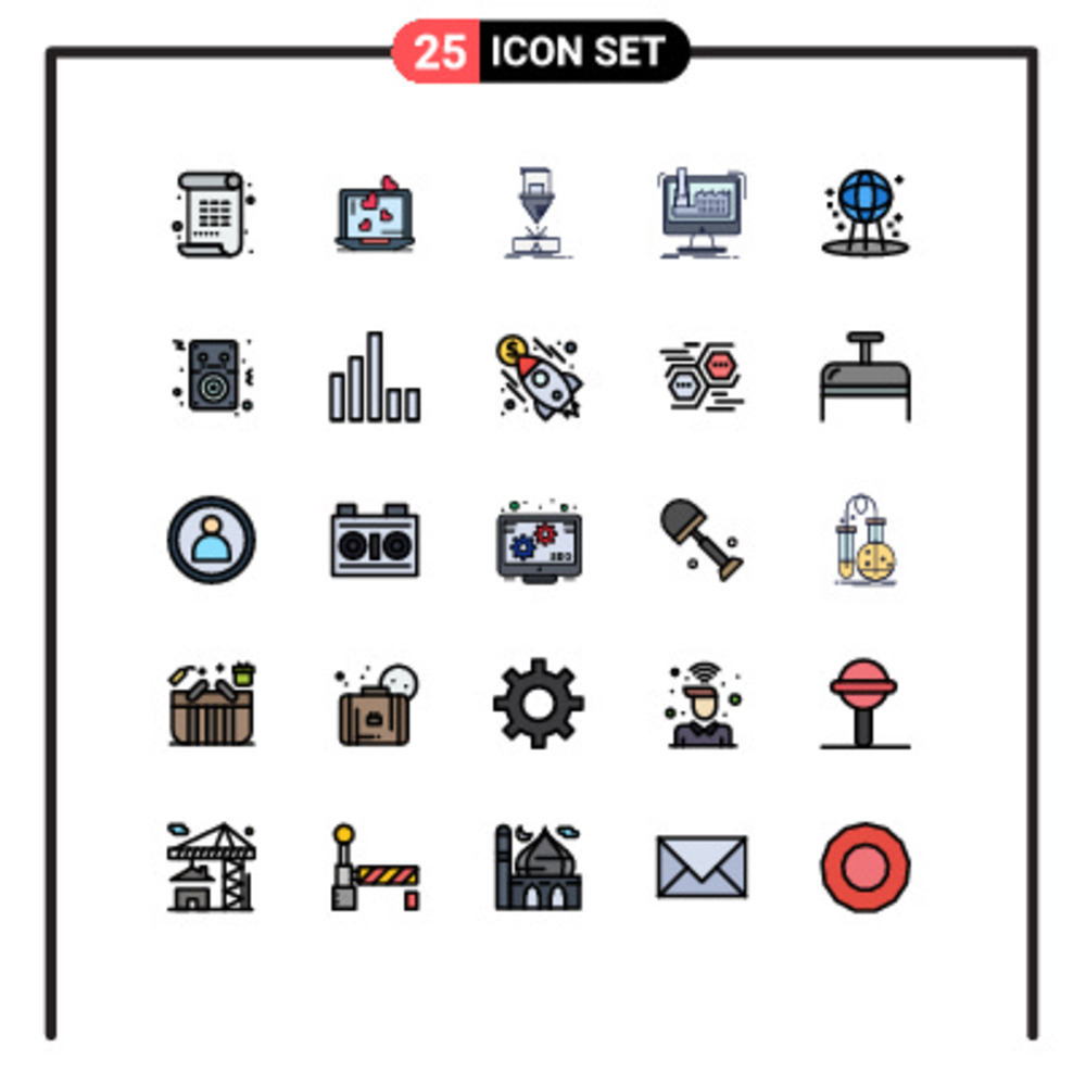 25個創(chuàng)意填充線 鋼鐵切割工廠矢量設計元素的平面配色方案